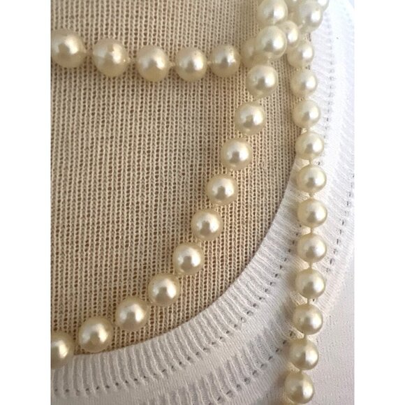 Vintage Opera Length Faux Pearl 35” Necklace Vintage Super Long - Picture 2 of 9